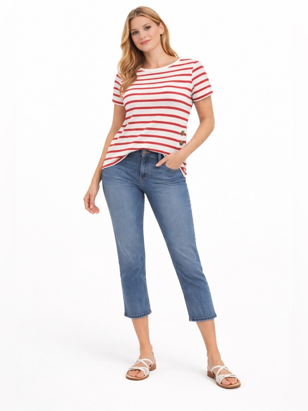 Ralph Lauren Red and White Striped Short Sleeve Tee